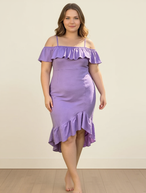 Plus Size Off‑Shoulder Mermaid Midi Dress