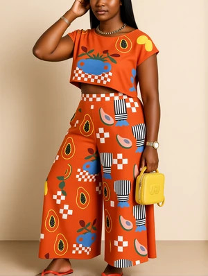 Print Printed Baggy Pant Sets