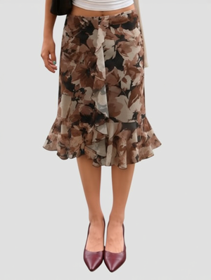 Print Ruffle Gauze Skirts