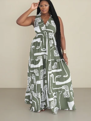 Sleeveless Printed Loose Maxi Shirt Dress