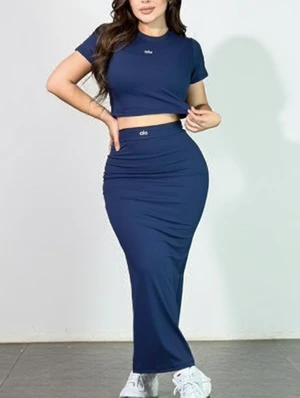 Bodycon Cropped Split Hem Skirt Sets