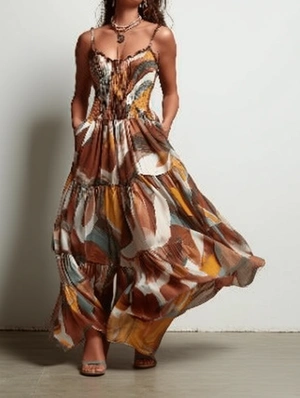Digital Printing Full Skirt Sleeveless Dress