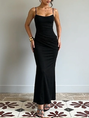 Patchwork Pure Color Backless Sleeveless Dress