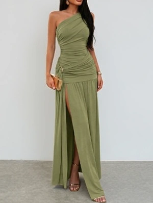 Inclined Shoulder Spandex Sleeveless Dress