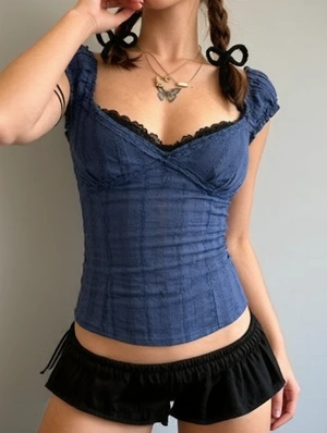 Y2K Lace Patchwork Sweet Girl Tee