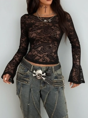 Disty Floral Printed Terylene Backless Design Tops