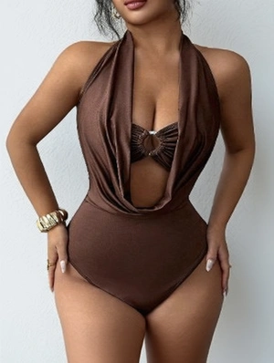 Halter Deep V Hollow-out Bodysuits
