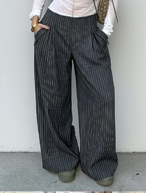Smocking Striped Low Rise Cargo Pants