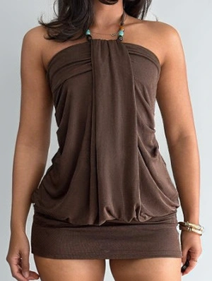 Beading Halter Backless Lace-Up Mini Dress