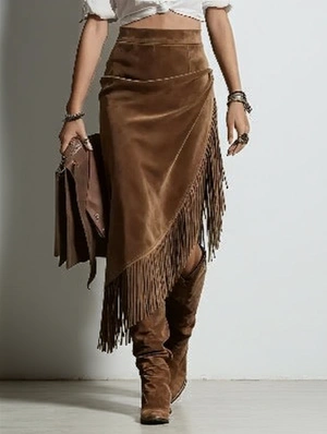 Fringe Western Style Asymmetrical Skirts