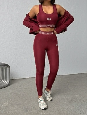 Sporty Cropped Tank Coats Leggings 3 Piece Sets