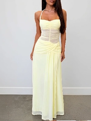 Halter Ruched Maxi Sleeveless Dress