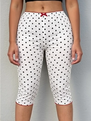 Contrast Polka Dots Bodycon Capri Pants