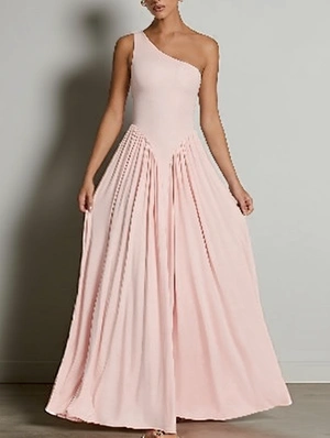 One Shoulder Ruched Sleeveless Maxi Dress