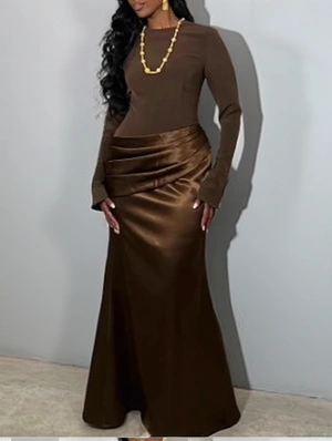 Pullover Ruched Long‑Sleeve Mermaid Dress