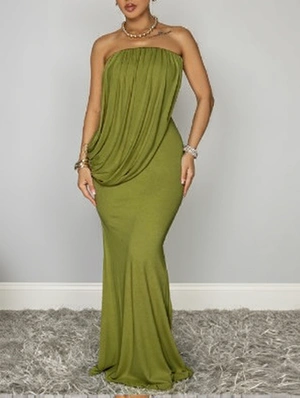 Ruched Strapless Mermaid Maxi Dress