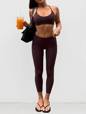 Halter Sleeveless Crop Top And Bodycon Pant Sets