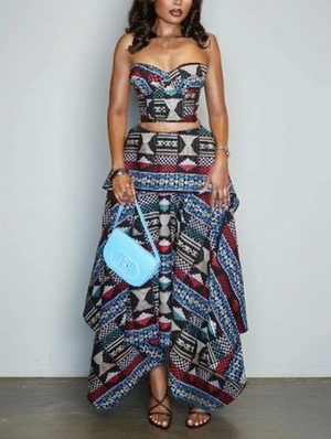 Colorful Irregular Hem Cami And Maxi Skirt Sets