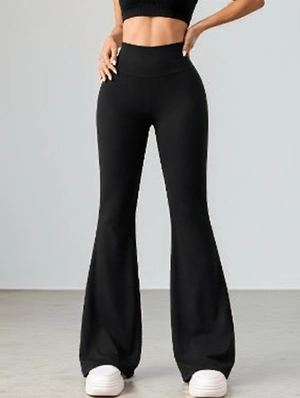 Plain Bodycon High Rise Flare Leg Pants