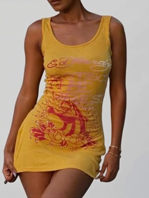 Panther Letter Printed Sleeveless Mini Dress