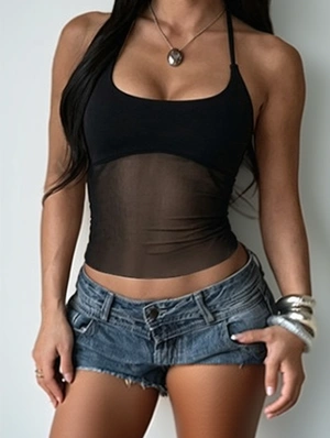 INS Sheer Halter Crop Cami Top
