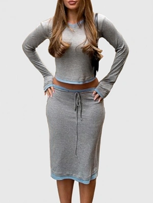 Long Sleeve Base Tee With Tie Skirt Set