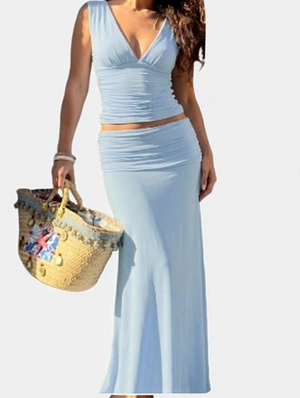 Ruched Tanks High‑Waist Skirt Outfit