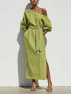 Asymmetrical Lantern Long Sleeve Dress