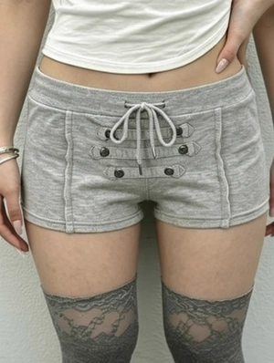 Drawstring Patchwork Bodycon Shorts
