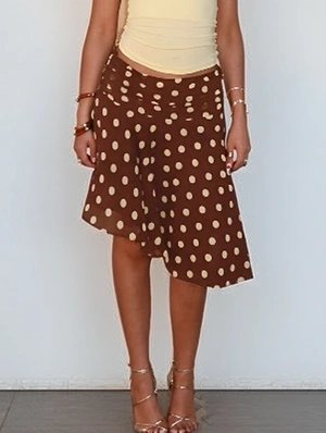 Asymmetrical Polka Dots Midi Skirt