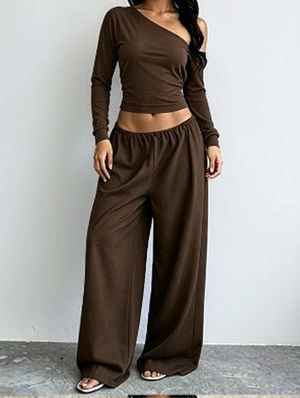 One Shoulder Crop Top And Pants Set
