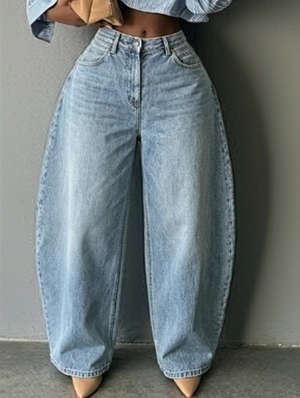 High Rise Pocket Barrel Casual Pants