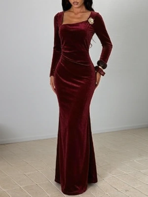 Elegant Floral Bust Bodycon Maxi Dress