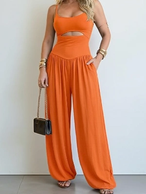 Hollow-out Ruched Sleeveless Jumpsuits
