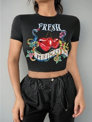 Cherry Heart Printed Baby Tee