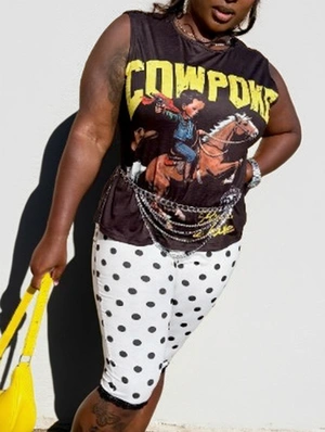 Cowboy Tank Dots Lace Panel Short Sets