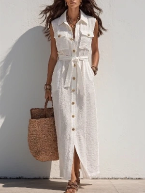 Terylene Mid-rise Sleeveless Dress