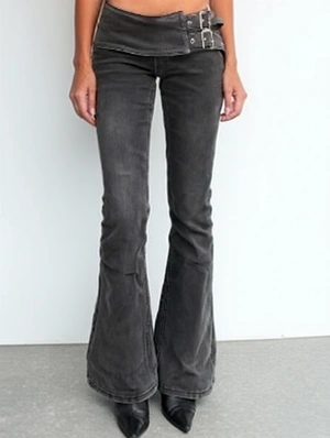 Metal Decor Cotton Low Rise Jeans