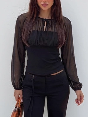Patchwork Waist Slimming Long Sleeve T-shirts