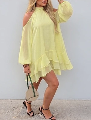 Pullover Ruffle Leisure Long Sleeve Dress