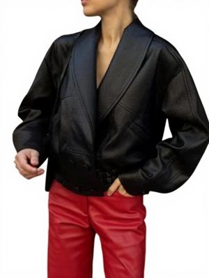 Vintage Plain Color PU Lapel Jackets