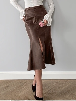 Leather Fitted Split Hem Mermaid Skirts