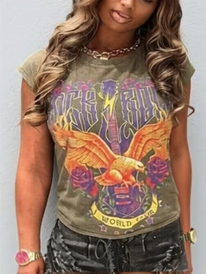 Eagle Rose Printed Vintage Tank Tops