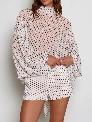 Polka Dots Sheer Tie-wrap Short Sets
