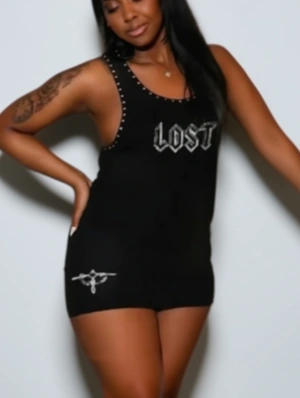 Rivet Metal Decor Sleeveless Mini Dress