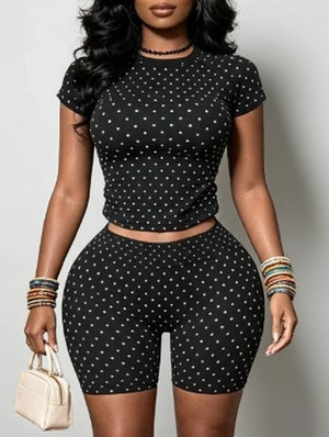 Polka Dots Bodycon Cropped Short Sets