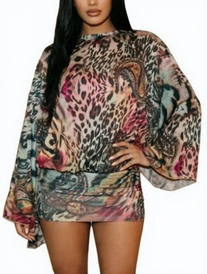 Leopard Backless Lace-Up Mini Dress