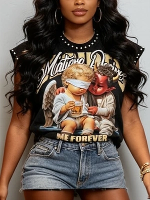 Baby Devil Printed Vintage Rivet Tanks