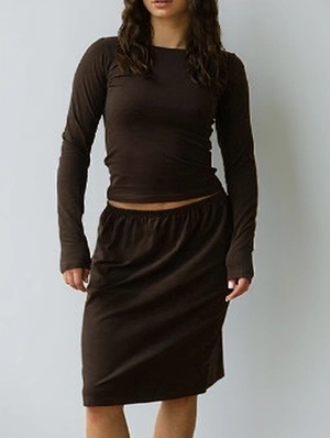 Plain Color Ruched Bodycon Skirt Sets