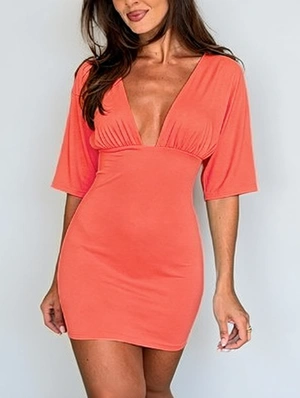 Deep V Neck Backless Lace-Up Mini Dress